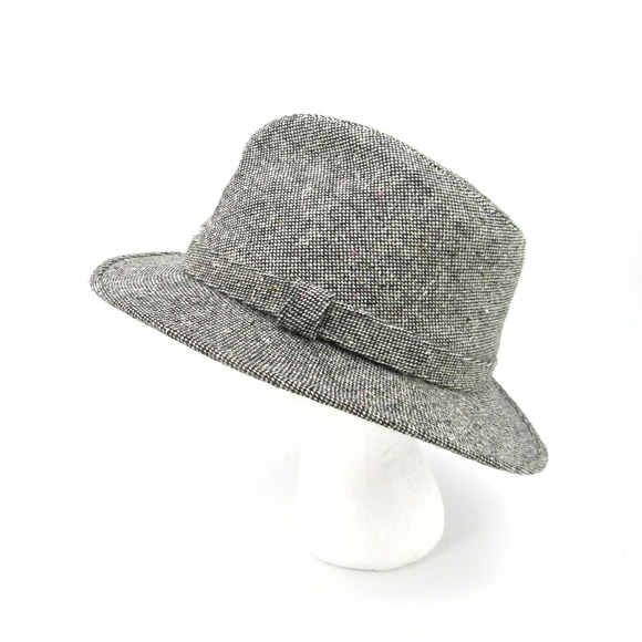 STETSON Vintage Hat Equalizer Fedora Wool Gray Tweed Men's Size Large 7 3/8 - Picture 1 of 7
